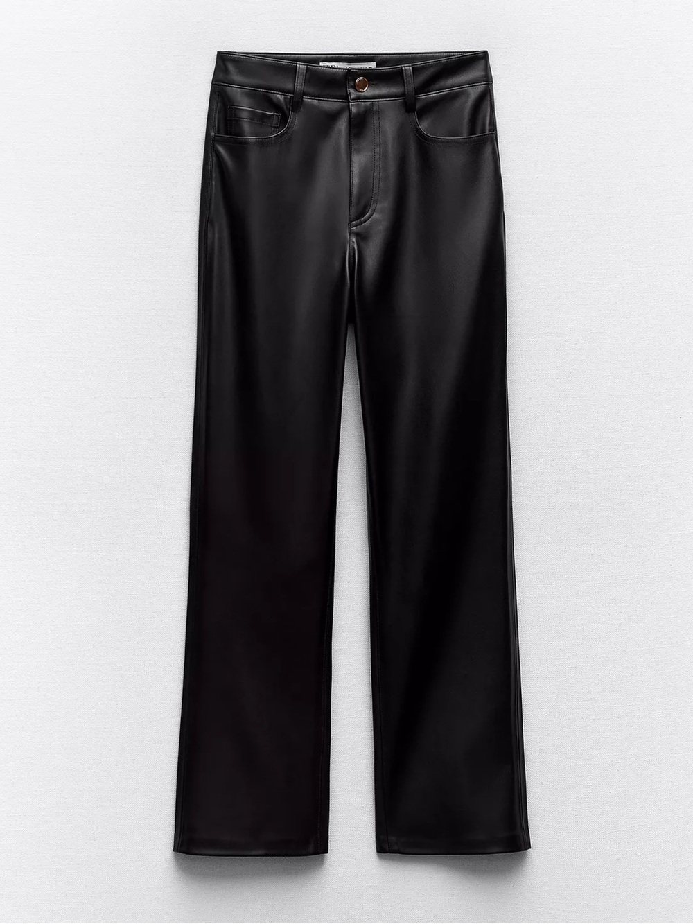 Zara Black Faux Leather Pants with Rose Gold Hardware